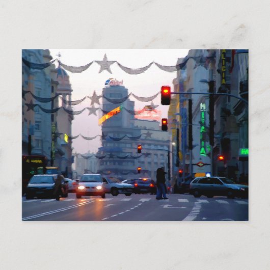 Gran Vía de Madrid en Navidad Briefkaart (Voorkant)