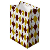 Granaat en Goud Classic Argyle Diamond Pattern Medium Cadeauzakje (Voorkant Gekanteld)