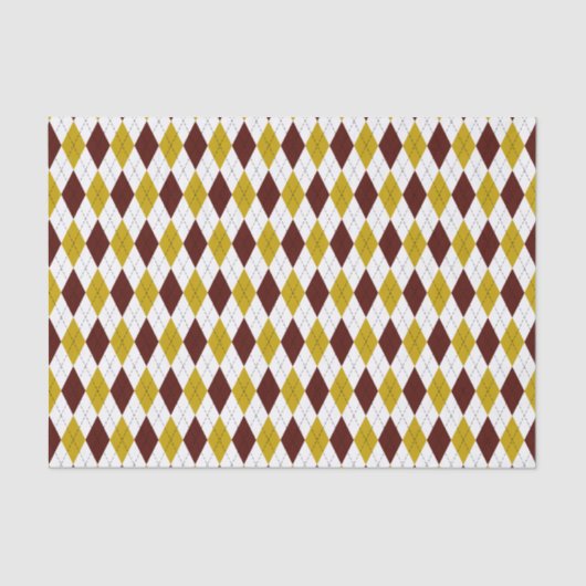 Granaat en Goud Classic Argyle Diamond Pattern Tissuepapier (Voorkant)