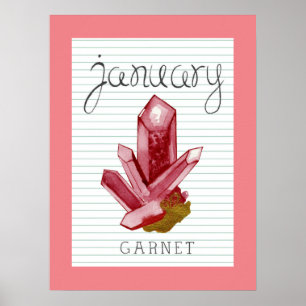 Granaat januari geboortesteen 18x24 kunstwerk post poster