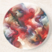 Granaat Rode Smokey Abstracte Waterverf Cloud Zandsteen Onderzetter (Voorkant)
