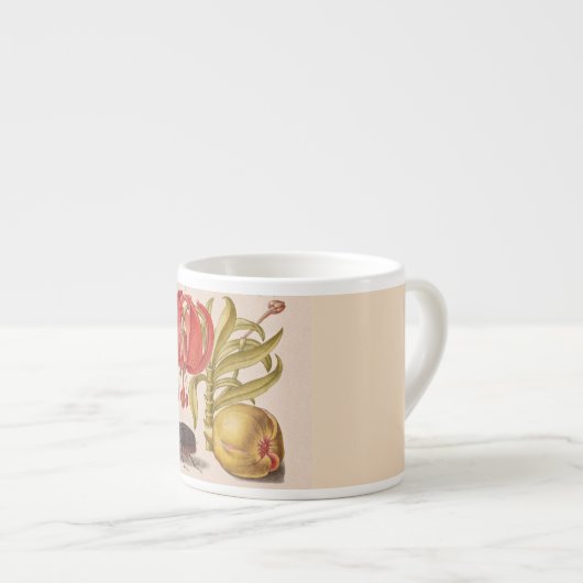 Granaatappel Bloem, Fruit en neushoorn Kever Espresso Kop (Voorkant rechts)