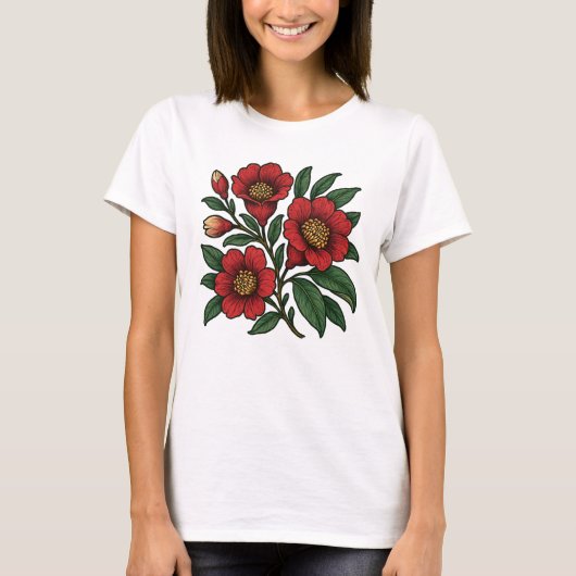 Granaatappel bloemen stijl grafisch ontwerp t-shirt (Voorkant)