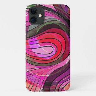 Granaatappel en graniet Doodle met zwarte lijnen iPhone 11 Hoesje