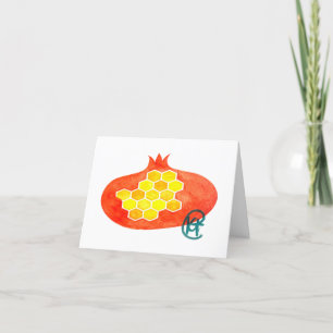 Granaatappel en honingraat Rosh Hashana Art Bedankkaart