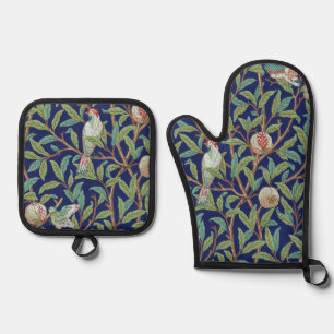 Granaatappel en kleine vogel, William Morris Ovenwant & Pannenlap Set