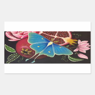 Granaatappel en Luna Moth Fine Art Stick 4 Pack Rechthoekige Sticker