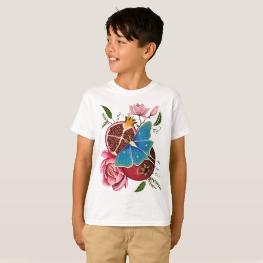 Granaatappel en Luna Moth Kinderen Basic T-shirt (Voorkant volledig)