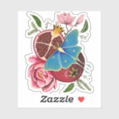 Granaatappel en Luna Moth Laser Cut Sticker (Vel)