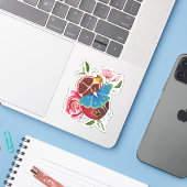 Granaatappel en Luna Moth Laser Cut Sticker (Laptop met iPhone)