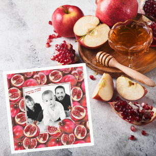 Granaatappel familie foto Rosh Hashanah Viering Servet