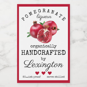 Granaatappel likeur label voor een kleine fles voedselcontainer etiket