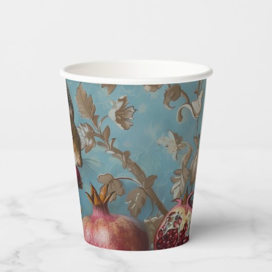 Granaatappel - Papieren kopjes Maat 236ml Papieren Papieren Bekers (Achterkant)