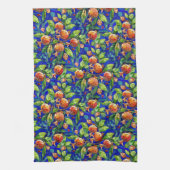 Granaatappel Patroon Donkerblauw en rood Fruit Moz Theedoek (Verticaal)