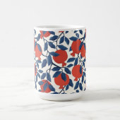 Granaatappel patroon, levendige rode & blauwe bota koffiemok (Center)