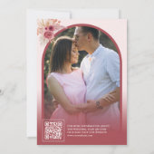 Granaatappel Roze Bloemen Pampas Boog Foto QR Code Save The Date (Achterkant)