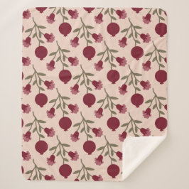 Granaatappel tak met bloemen en vruchten sherpa deken