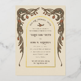  granaatappel uitnodiging, gouden boog folie uitnodiging