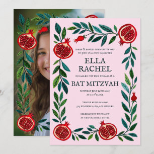 Granaatappels B'nai Bat Bar Mitzvah Aangepaste Fot Kaart