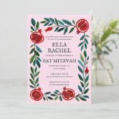 Granaatappels Custom B'nai Bat Bar Mitzvah QR Code Kaart (Staand voorkant)