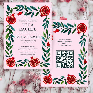 Granaatappels Custom B'nai Bat Bar Mitzvah QR Code Kaart