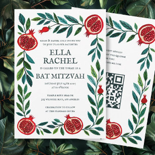 Granaatappels Custom B'nai Bat Bar Mitzvah QR Code Kaart