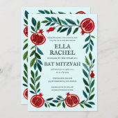 Granaatappels Custom B'nai Bat Bar Mitzvah QR Code Kaart (Voorkant / Achterkant)