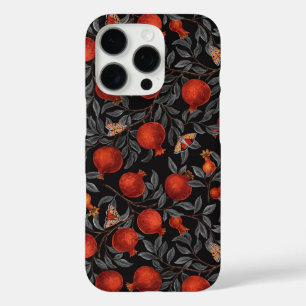Granaatappels en Bella Moths in rood en grijs iPhone 16 Pro Hoesje