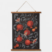Granaatappels en Bella Moths in rood en grijs Hangend Wandkleed (Voorkant)