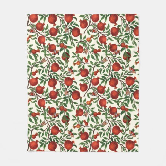 Granaatappels en Bella Moths op gebroken wit Fleece Deken (Voorkant)