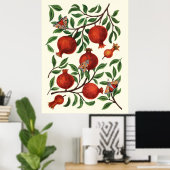 Granaatappels en Bella Moths op gebroken wit Poster (Thuiskantoor)