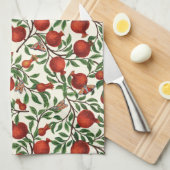 Granaatappels en Bella Moths op gebroken wit Theedoek (Quarter Fold)