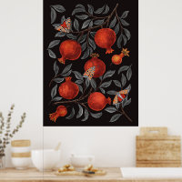 Granaatappels en Bella-motten in rood en grijs