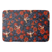 Granaatappels en kolibries / blauwe bladeren op zw badmat (Voorkant)