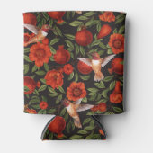 Granaatappels en kolibries / groene bladeren op zw blikjeskoeler (Voorkant)