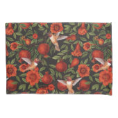 Granaatappels en kolibries / groene bladeren op zw kussensloop (Voorkant-Links)
