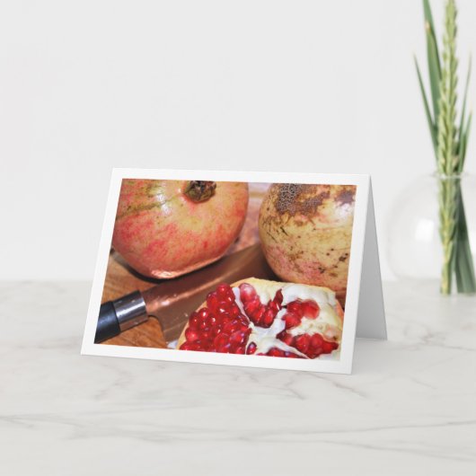 Granaatappels en mes kaart (Voorkant)