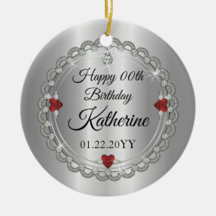 Granaatrood Diamonds January Birthstone Birthday Keramisch Ornament