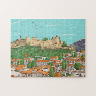 Granada Cityview Spanje Landscape Illustration Legpuzzel