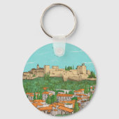 Granada Cityview Spanje Landscape Illustration Sleutelhanger (Achterkant)