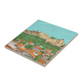 Granada Cityview Spanje Landscape Illustration Tegeltje (Zijkant)