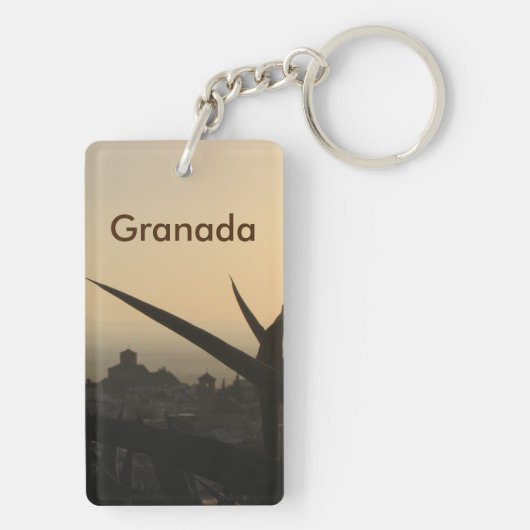 Granada souvenir Rechthoek (dubbelzijdig) Sleutelh Sleutelhanger (achterkant)