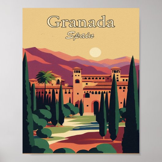Granada Spain Minimalistisch Art Poster (Voorkant)