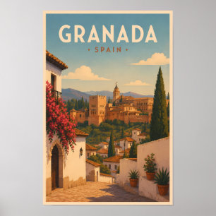 Granada Spanje Alhambra Illustratie Reis Kunst Poster