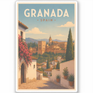 Granada Spanje Alhambra Illustratie Reis Kunst Sticker