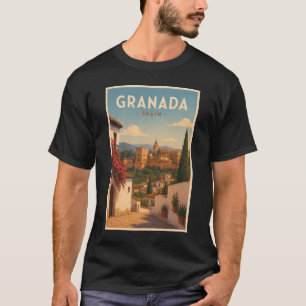 Granada Spanje Alhambra Illustratie Reis Kunst T-shirt