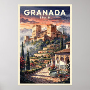 Granada Spanje Reis uit het verleden Poster