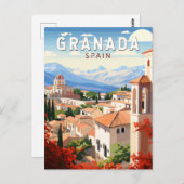 Granada Spanje Reizen Kunst Vintage Briefkaart (Voorkant / Achterkant)