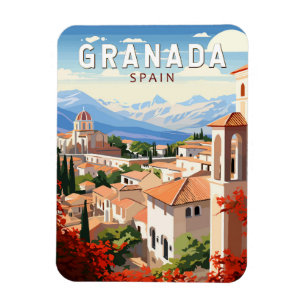 Granada Spanje Reizen Kunst Vintage Magneet