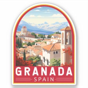 Granada Spanje Reizen Kunst Vintage Sticker